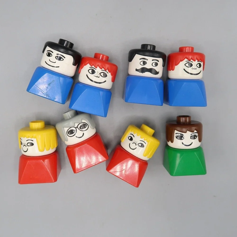 Vintage LEGO Duplo Figures Mixed lot of 8 Square Bottoms People Heads
